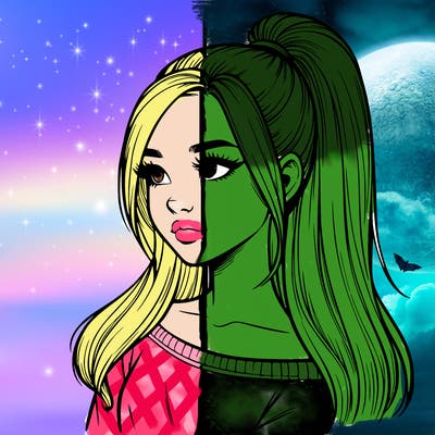 realistic girl with a high ponytail