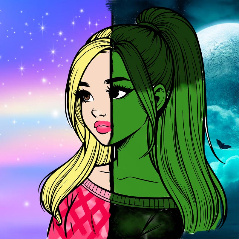 realistic girl with a high ponytail