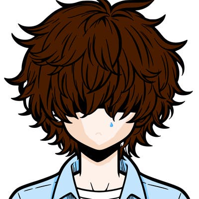 manga boy fluffy hair covering his eyes