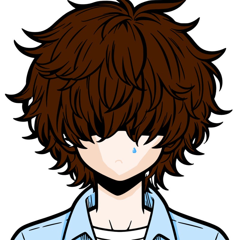 manga boy fluffy hair covering his eyes