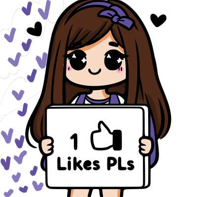 girl holding a sign saying 10 likes pls