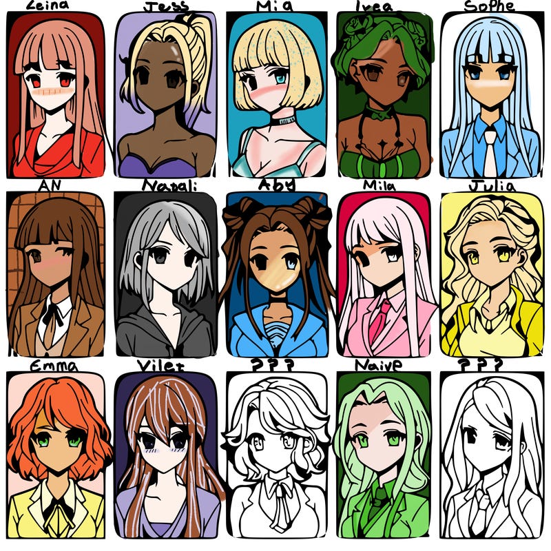 girls that look diffrent anime