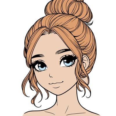 realistic pretty girl with hair in bun