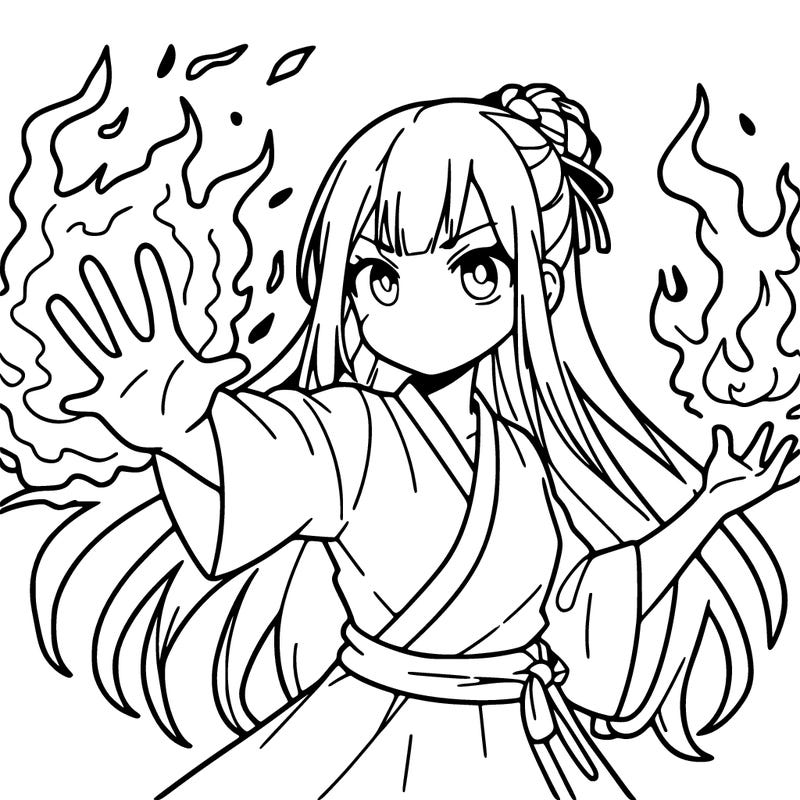 anime girl with fire powers