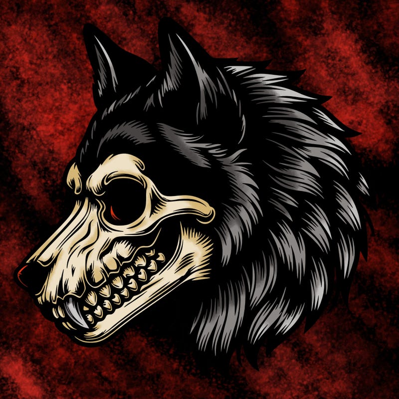 realistic wolf with skull face
