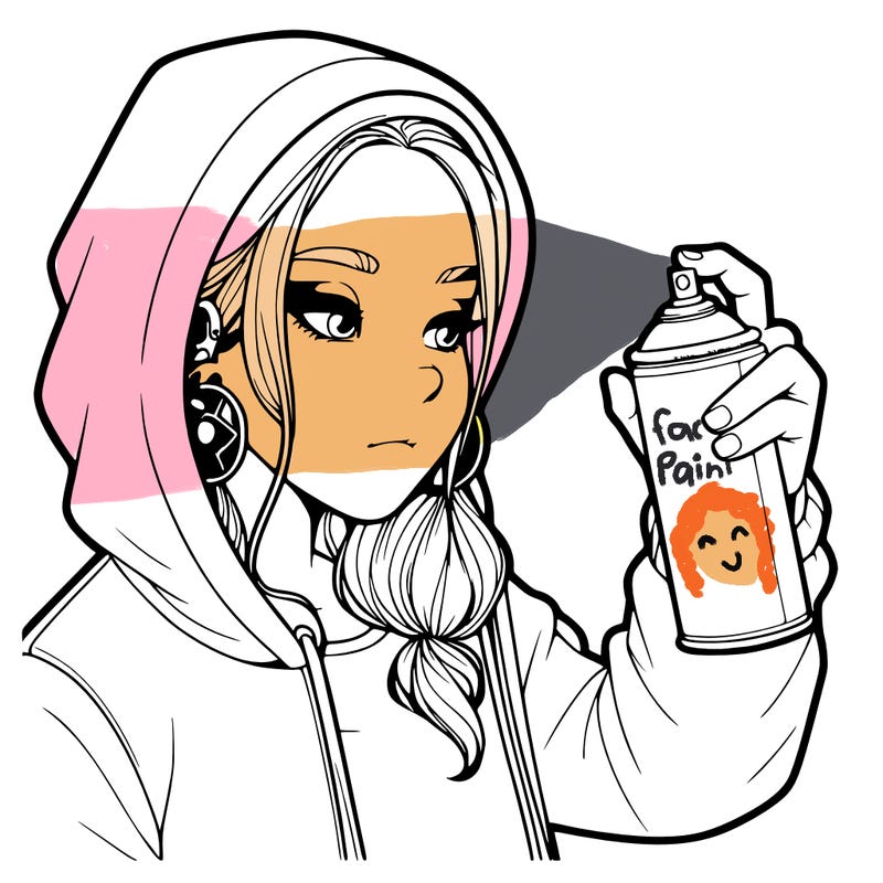 a realistic girl, spray painting