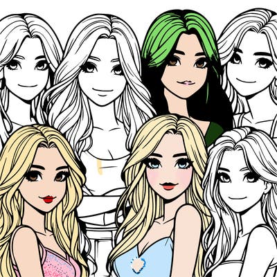 a group of realistic girls