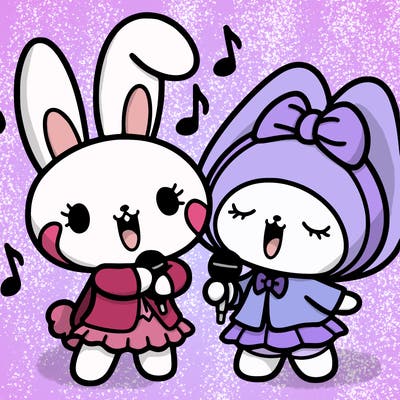kuromi with my melody singing together