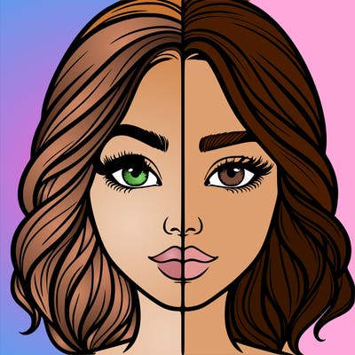 realistic girl split half