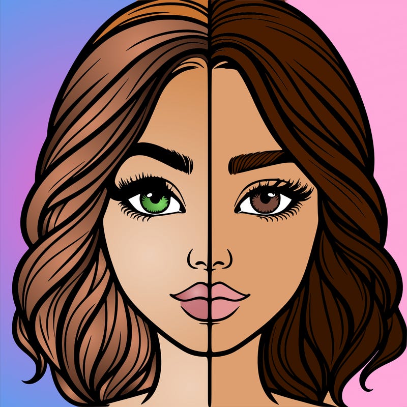 realistic girl split half