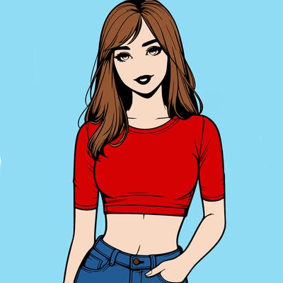 realistic girl with a cropped shirt