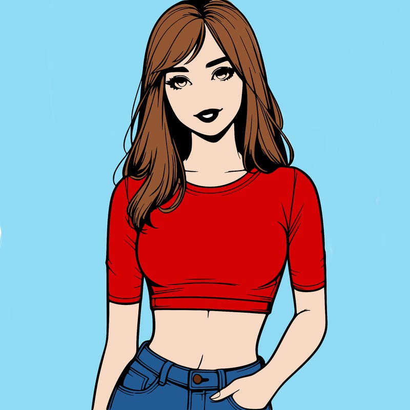realistic girl with a cropped shirt