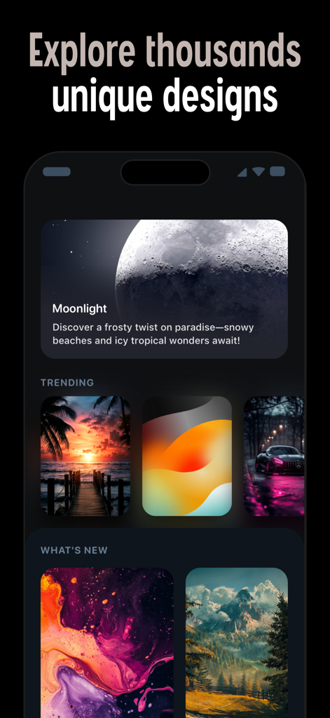 Pixs: Wallpapers & Backgrounds - Pixs app interface showing trending and new aesthetic wallpaper designs for iPhone