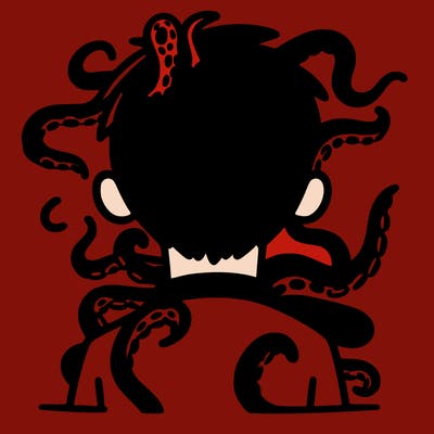 a silhouette of a man with tentacles coming out of the back of his head