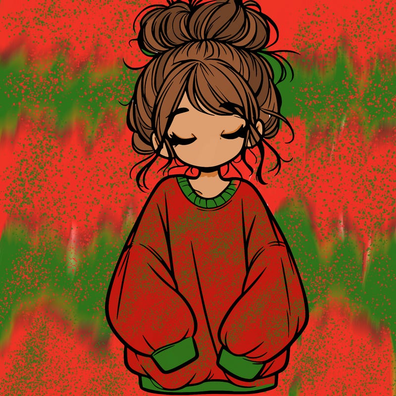 girl with baggy sweatshirt and messy bun