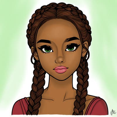 realistic girl with braids