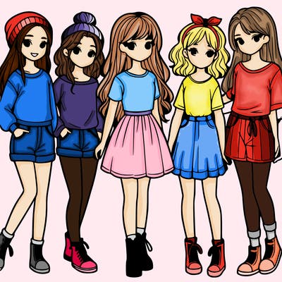 a group of five girls