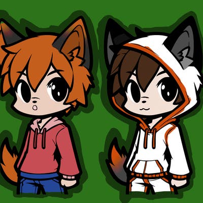 blaze from aphmau with wolf ears and tail with a hoody