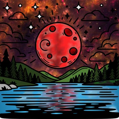 moonlight shining on a lake