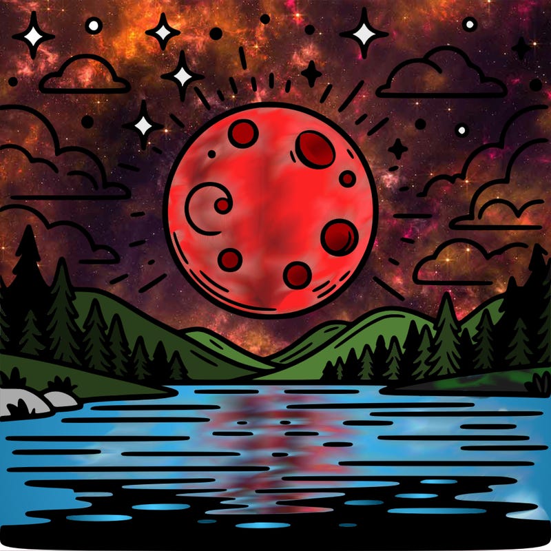 moonlight shining on a lake