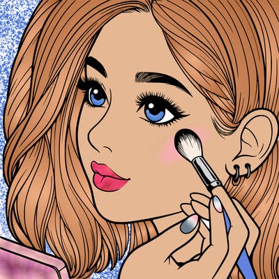 a realistic girl doing her makeup