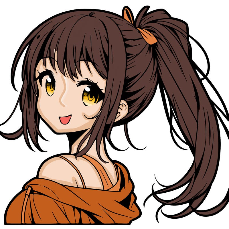 anime girl with her hair tied in ponytail