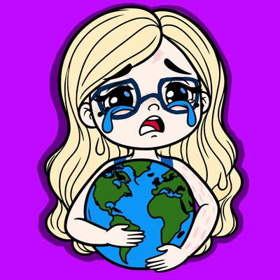 mother earth holding the earth and crying