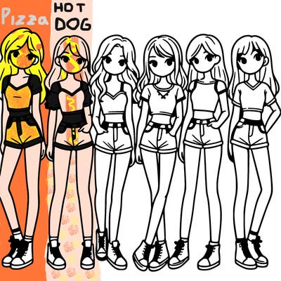 a group of girls wearing crop tops and shorts