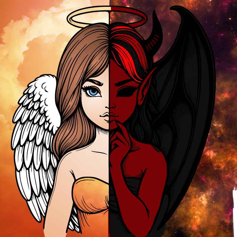 realistic angel half demon
