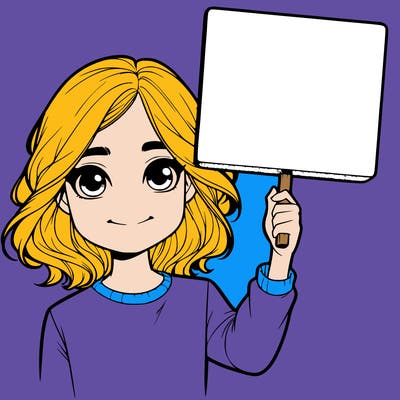 realistic girl holding up a sign