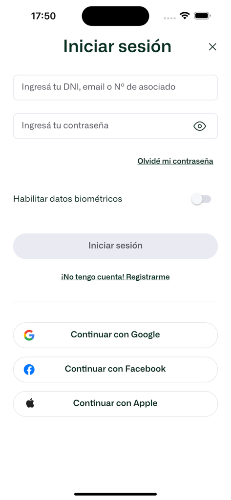 Avalian - Login screen of the Avalian health app showing options to sign in with email, Google, Facebook, or Apple.