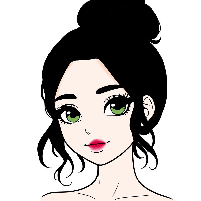 realistic pretty girl with hair in bun