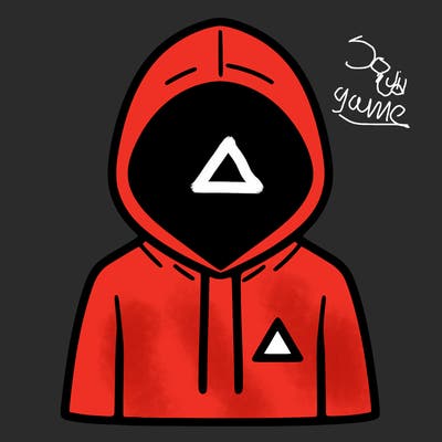 a person with non face waering a hoodie with a small triangle symbol