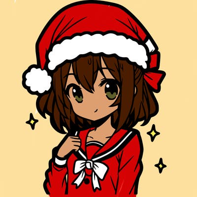 anime girl wearing a santa hat
