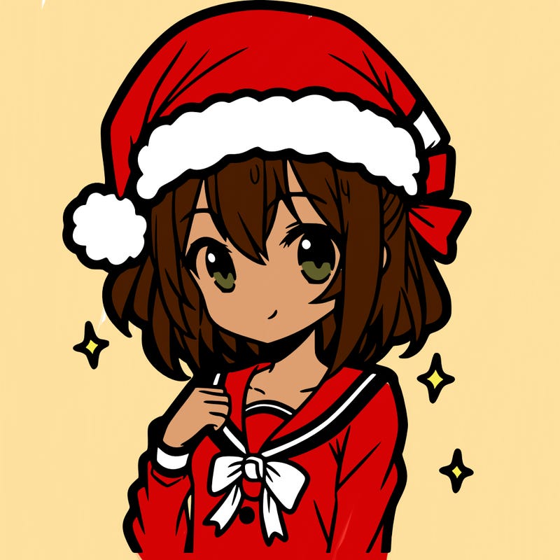 anime girl wearing a santa hat