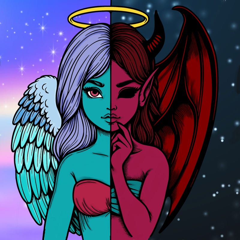 realistic angel half demon