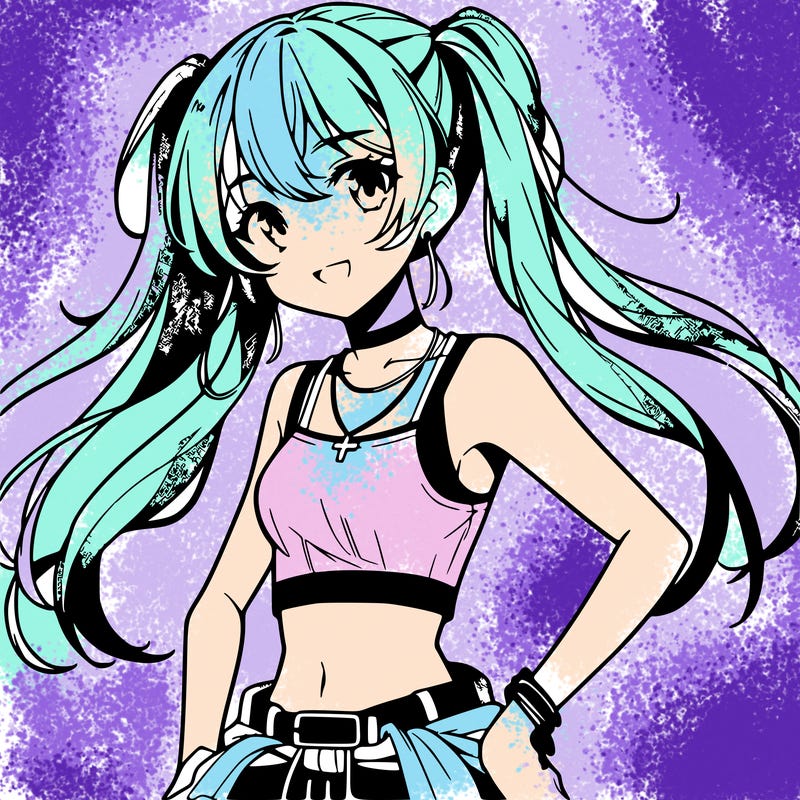 anime girl wearing crop top