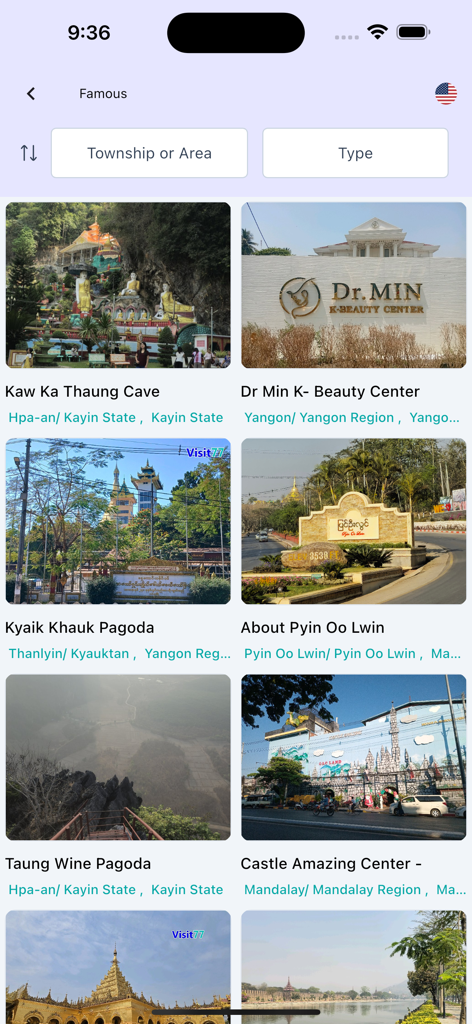 Visit 77 : Travel Platform - List of famous locations and local businesses in Myanmar on the Visit 77 travel app