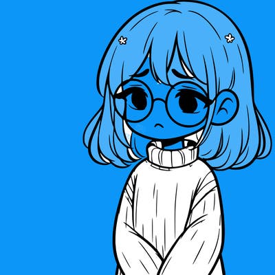 sad girl with glasses in a sweater