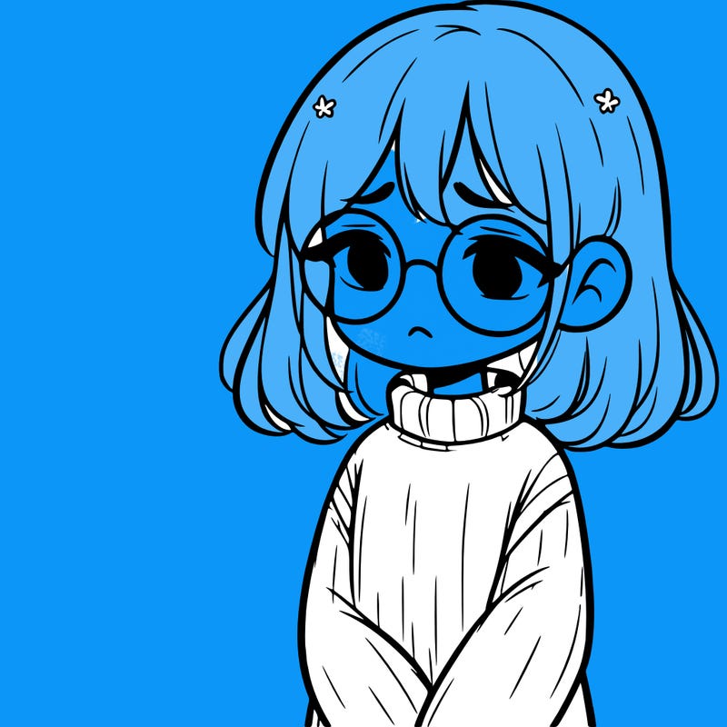 sad girl with glasses in a sweater