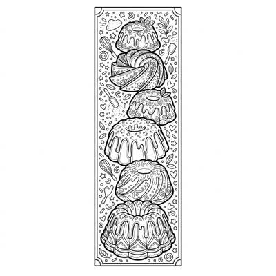 Sweeten your reading experience with this delightful Bundt cakes coloring bookmark, perfect for dessert enthusiasts. Enjoy bringing these beautifully decorated treats to life with your favorite colors.