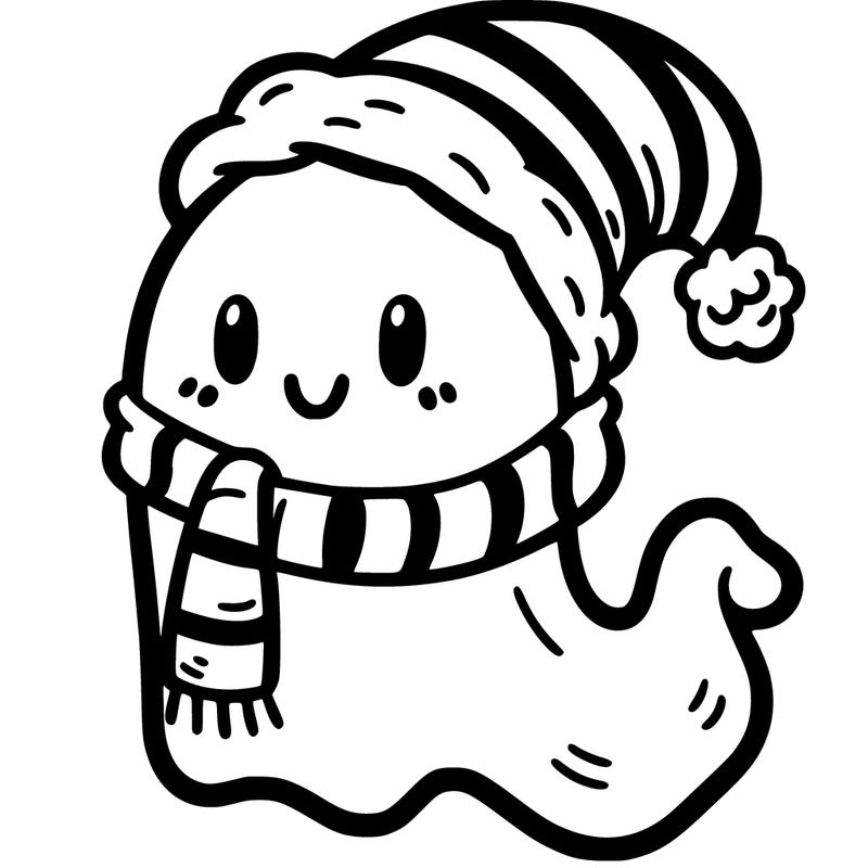 a ghost with a christmas hat