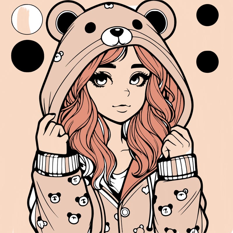 realistic girl in a animal pjs hoodie