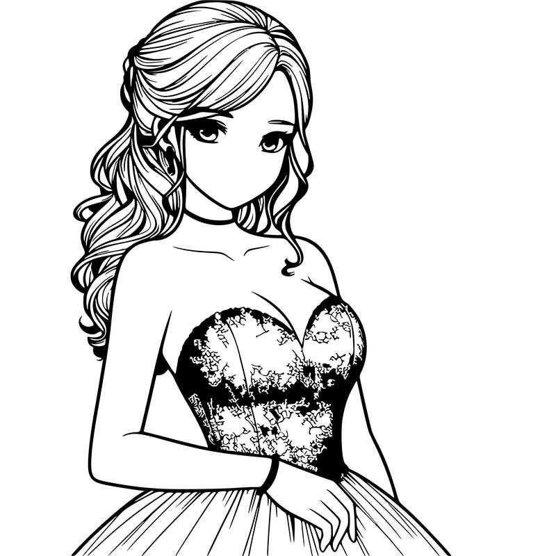 realistic girl in prom dress