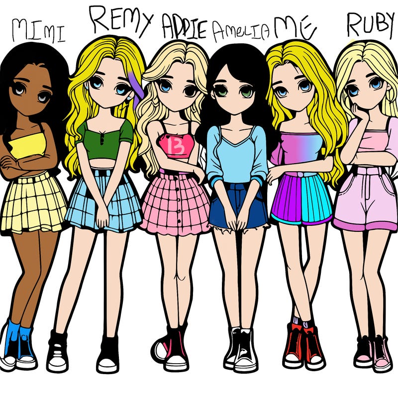 a group of girls realistic