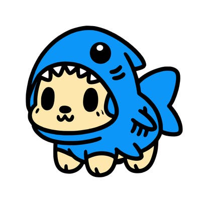 cute dog wearing a shark costume