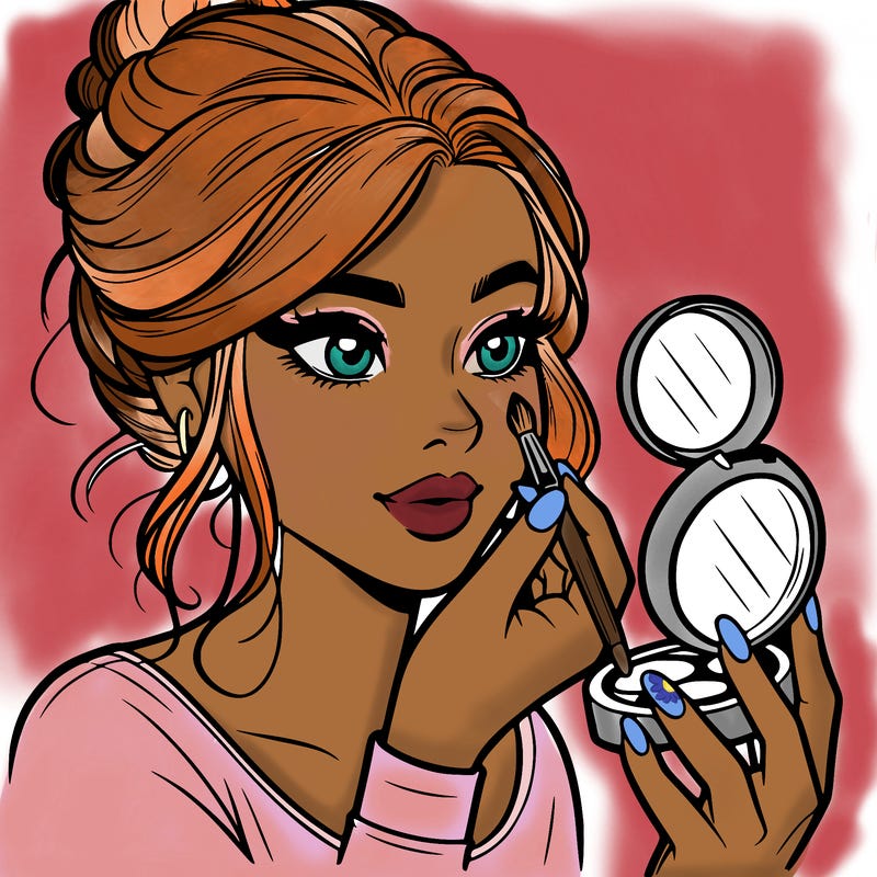 a realistic girl doing her makeup