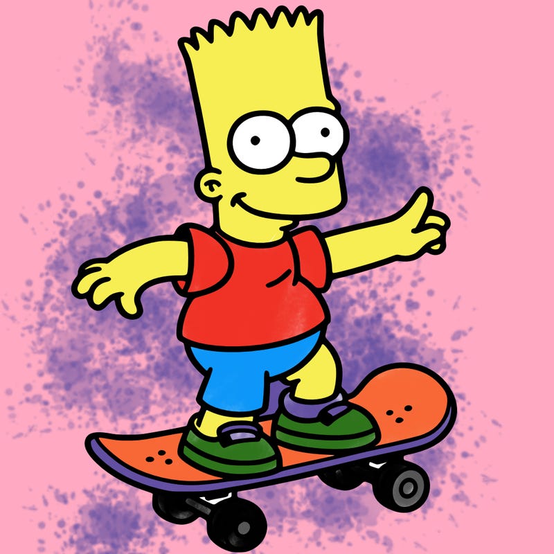 bart on his skateboard