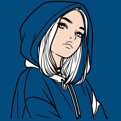 a realistic girl in a hoodie