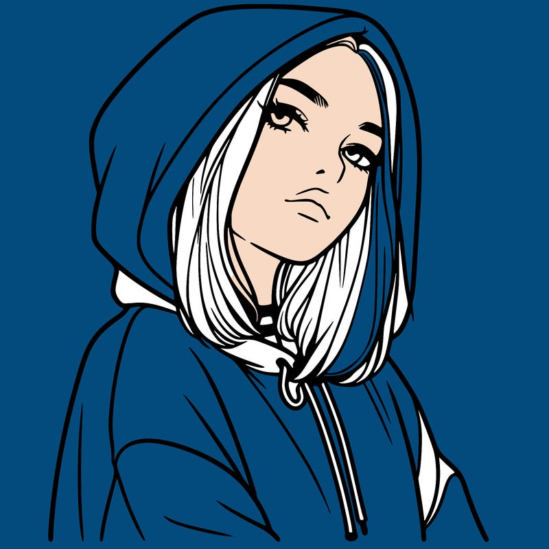 a realistic girl in a hoodie